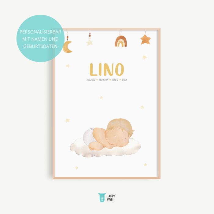 Geburtsposter boho newborn